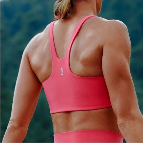 Free People Movement Never Better Square Neck Bra FP Sports Coral Pink XS NWT - Picture 4 of 9